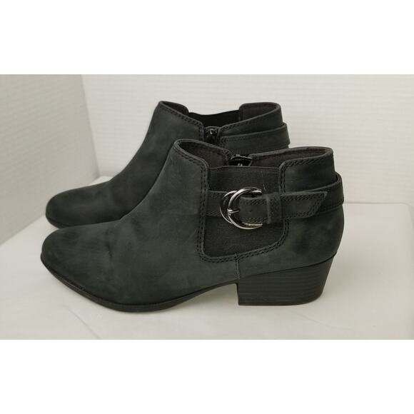 CLARKS COLLECTION Women's Black Adreena Field Leather Booties Block Heel Sz 10M - Picture 5 of 9